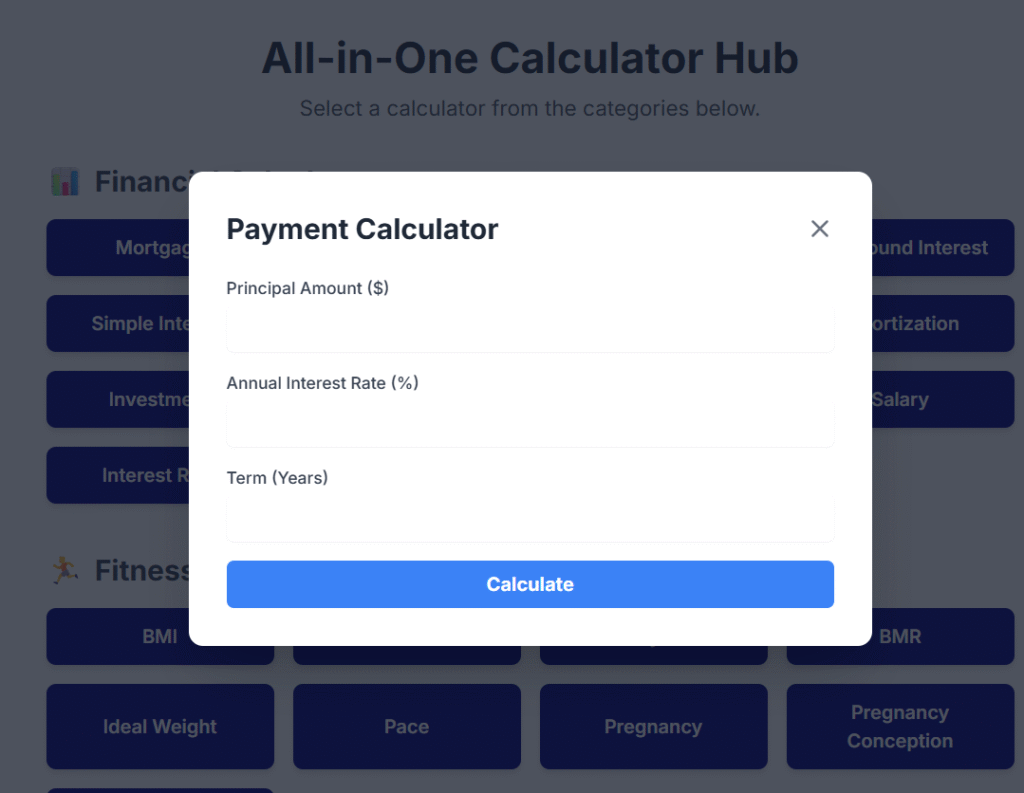 All-in-One Calculator Hub | Free Online Calculator Tools